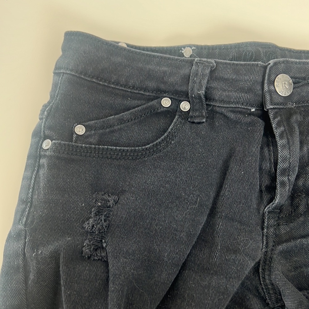 Red Rivet Black Jean Shorts - Picture 3 of 6